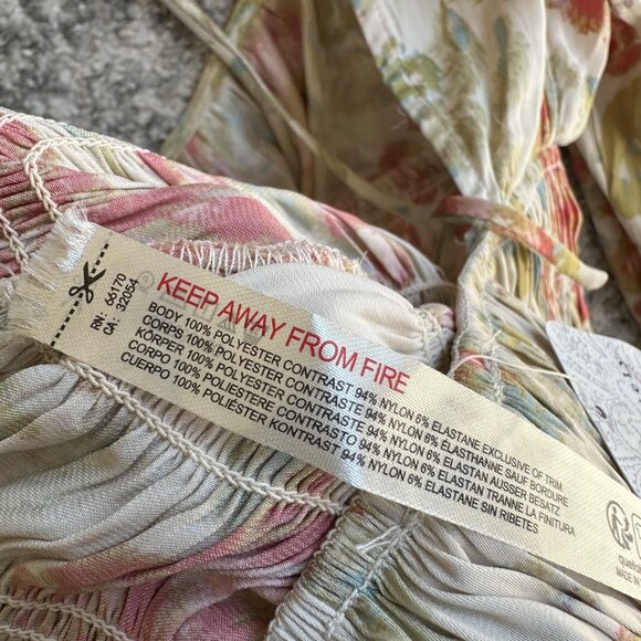 Free People Bodysuit Womens Small Smocked Long Sleeve Bohemian Floral Stretch - Picture 10 of 10